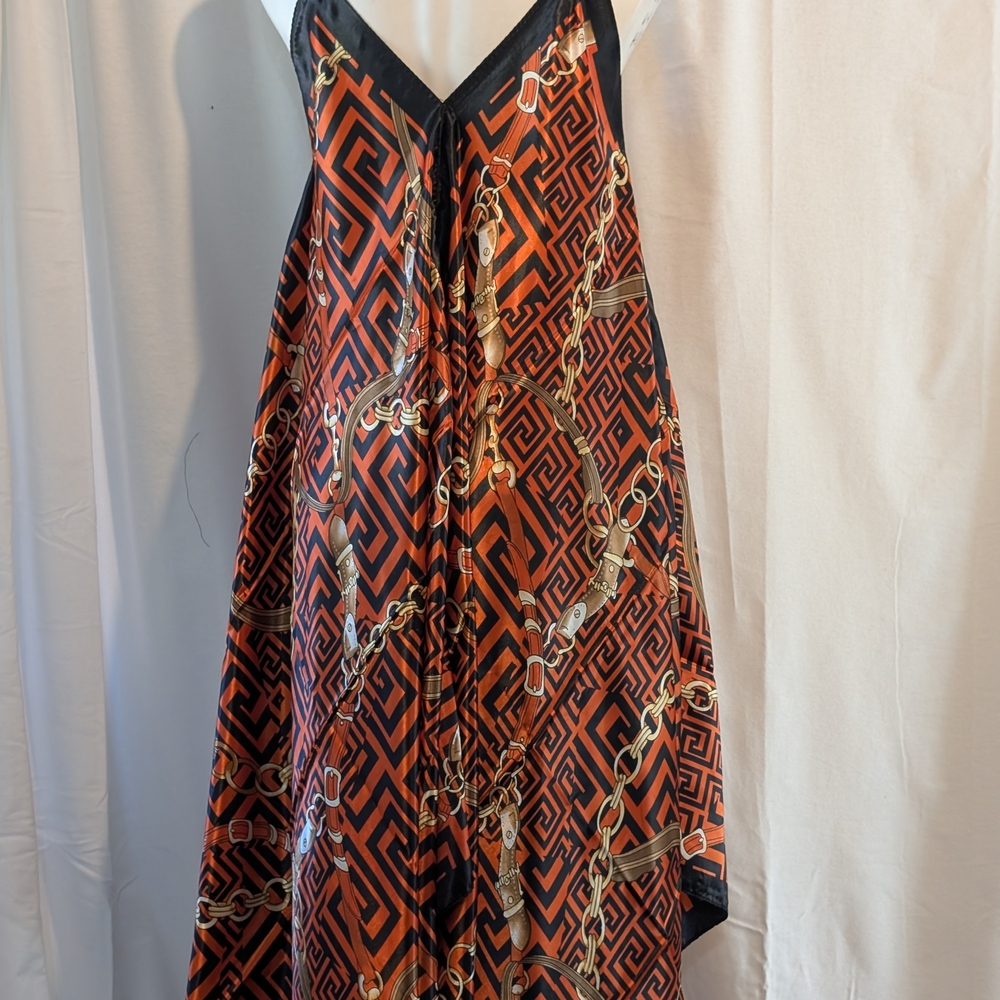 Orange and Black Asymmetrical A-line Halter Sundress. It's Custom Made.